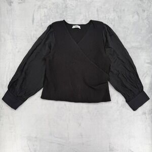 Anthropologie Twofer Faux-Wrap SweaterBlack  Ribbed Wrap Womens Size 2X